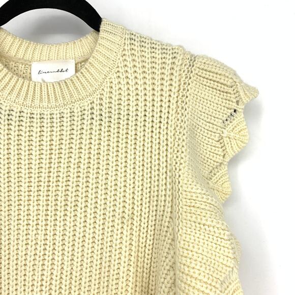 Line and Dot Juliana Sleeveless Scalloped Top Womens Size XS Cream Knit Ruffles - Picture 3 of 6
